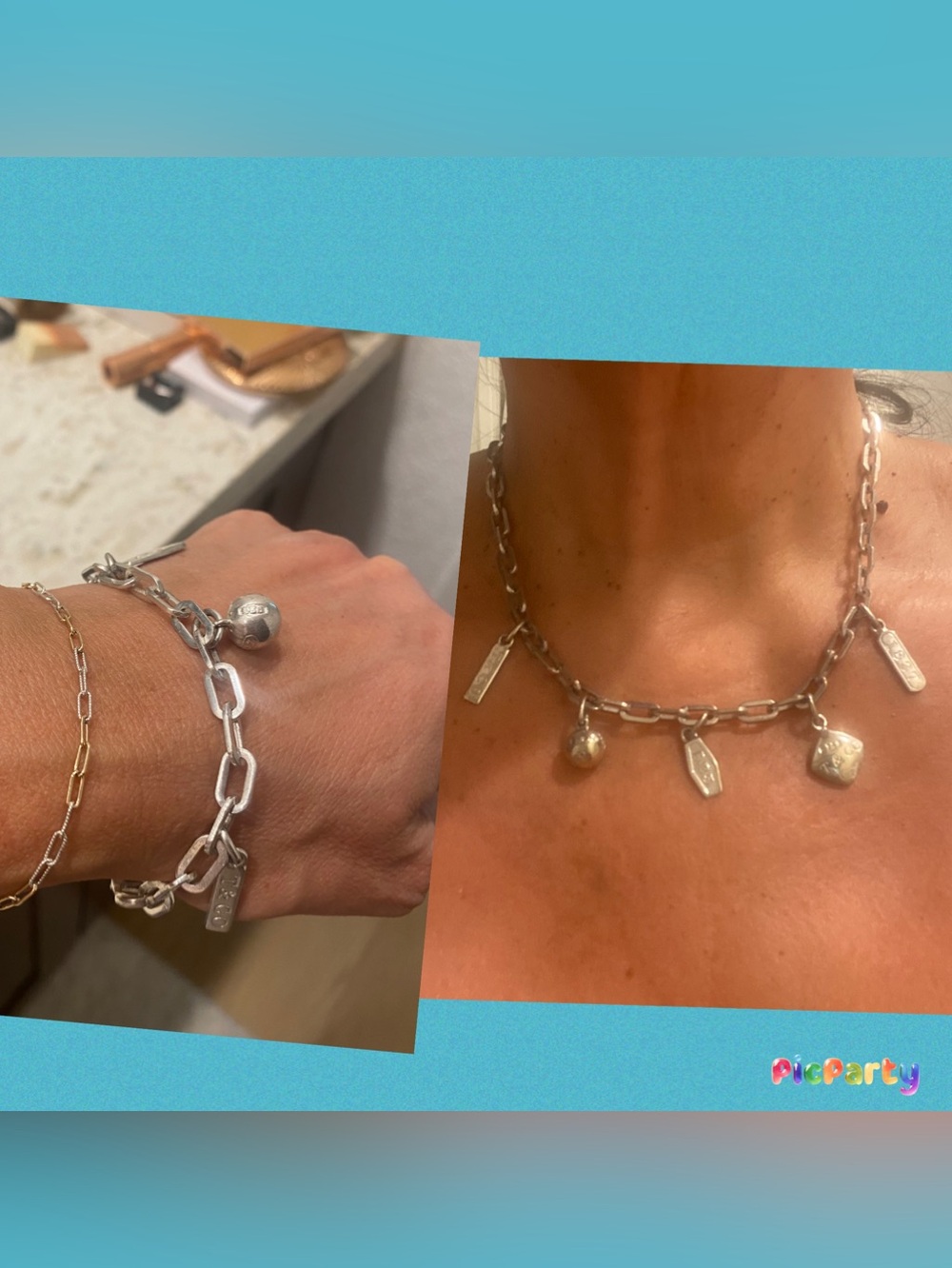 Vintage TIFFANY & CO Sterling Silver 1837 Elements Charm Necklace & Bracelet